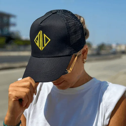 Gold Touch Embroidered Hat with mesh